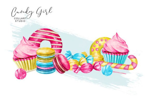 Candies Scene Clipart, Decorative Border