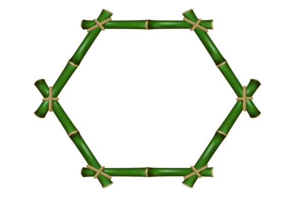 Decorative Bamboo Frame. Green Wooden Bo