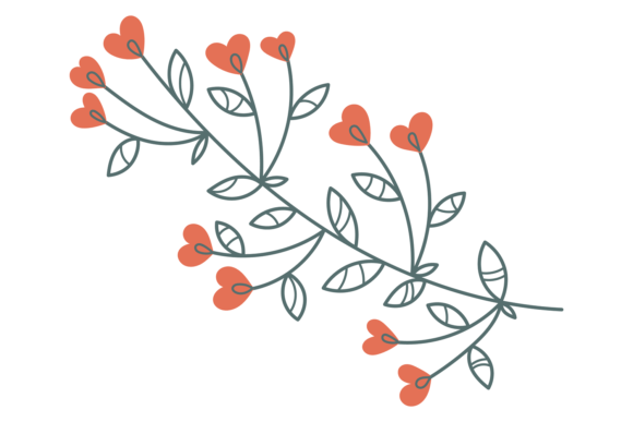 Decorative Branch with Red Flowers. Cute: A Versatile Element for Creative Projects