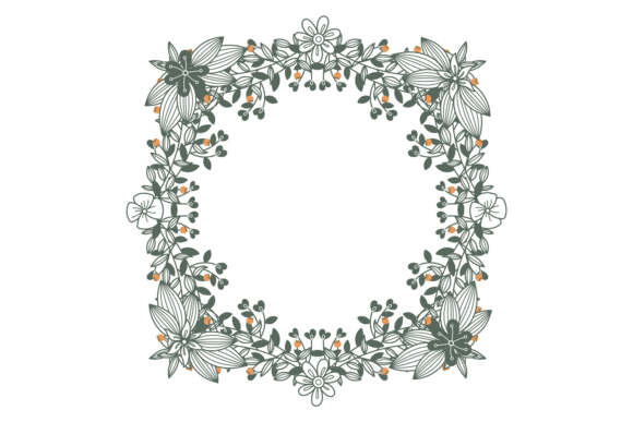 Decorative Floral Frame with Flowers and Leaves