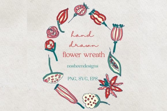 Decorative Flower Wreath Eps, Png, Svg