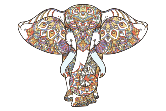 Elephant Silhouette with Decorative Patt