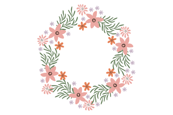 Floral Wreath. Decorative Print Element.