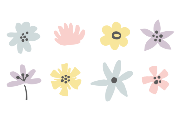 Flowers Set. Decorative Floral Elements