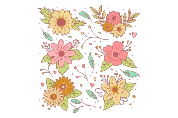 Hand Drawn Floral Decorative Elements