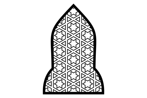 Islamic Window Shape with Decorative Arabic Patterns